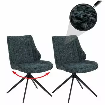 MCW MCW-O48 Esszimmerstuhl 2er-Set, Chenille-Stoff, dunkelgr&uuml;n (102049)