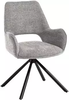 Beautysofa TREO Drehstuhl mit Armlehnen, Stoff beige, schwarze Metallbeine