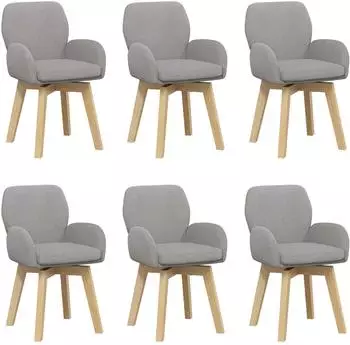 vidaXL Drehbare Esszimmerst&uuml;hle 6 Stk. Boucl&eacute; hellgrau (3428289)