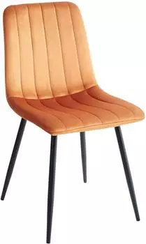 Beliani Kalispell 4er-Set Esszimmerst&uuml;hle Samt, orange, schwarze Beine