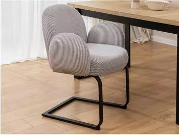 S-Style Möbel Vela Armlehnstuhl grauer Cord, schwarzes Metallgestell