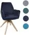 MCW MCW-G67 Esszimmerstuhl mit Armlehne, drehbar, Holz/Samt, anthrazit-blau (101373)