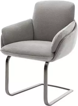 DeLife Luan-Flex Freischwinger mit Armlehnen, Strukturstoff, grau/graphit (45961)