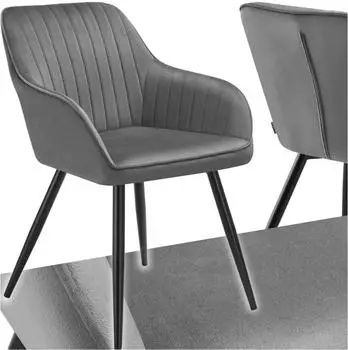 TecTake Marilyn Stuhl Samtoptik gesteppt, grau/schwarz (405714)