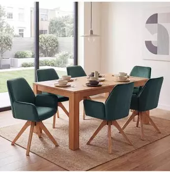 MCW MCW-G67 Esszimmerstuhl 6er-Set, drehbar, Samt, grün (101376)