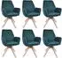 MCW MCW-G67 Esszimmerstuhl 6er-Set, drehbar, Samt, grün (101376)