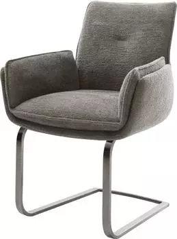 DeLife Nela-Flex Freischwinger flach Bouclé Soft schlamm, Gestell graphit (45939)