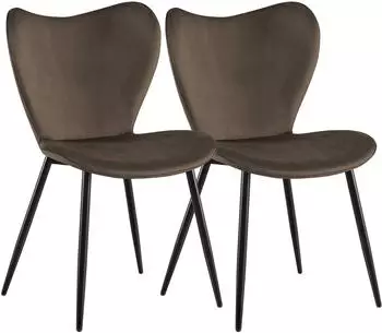 CLP Maika Esszimmerstuhl 2er Set, gepolstert, Samt, braun
