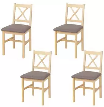 MCW Esszimmerstuhl F77 4er-Set Massivholz, natur, Polster grau (MCW-F77)