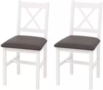MCW Esszimmerstuhl F77 2er-Set, Massivholz, wei&szlig;, Polster grau (MCW-F77)