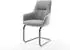 DeLife Zelia-Flex Freischwinger mit Armlehnen, Strukturstoff soft grau, Gestell graphit