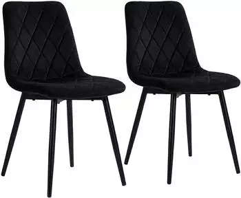 Relaxdays Esszimmerstuhl 2er-Set, Samt, Metallbeine, schwarz