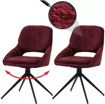 MCW MCW-N73 Esszimmerstuhl 2er-Set, drehbar Auto-Return, Chenille bordeaux (MCW-N73)