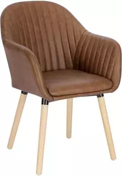 Woltu Esszimmerstuhl mit Armlehnen, Kunstleder, braun (BH336br-1)