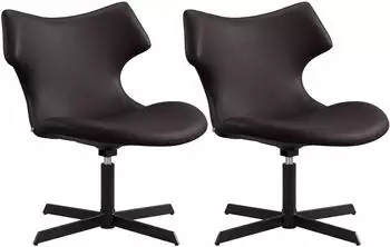 CLP Welland Loungesessel 2er-Set, Lederoptik, braun, 360&deg; drehbar (328778)