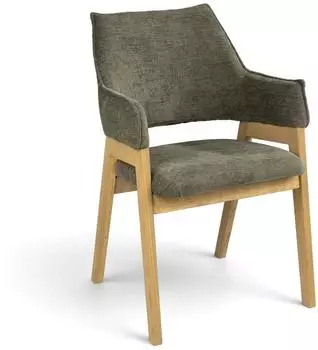 MCA Furniture BATUMI Armlehnstuhl, Stoff oliv, Wildeiche massiv (FAKTA)