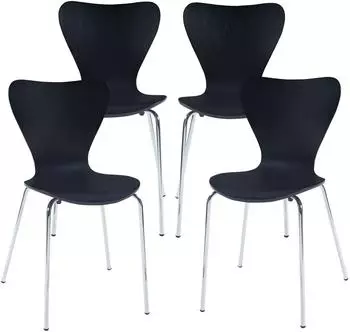 en.casa Essunga Esszimmerst&uuml;hle 4er-Set, Birke/Metall, schwarz/chrom (Essunga)