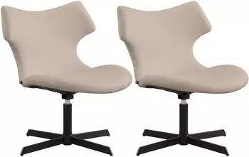 CLP Welland Loungesessel 2er-Set, Lederoptik, creme, 360&deg; drehbar (328779)