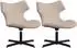 CLP Welland Loungesessel 2er-Set, Lederoptik, creme, 360° drehbar (328779)