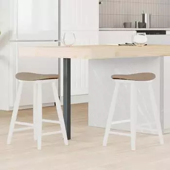 vidaXL Esszimmerst&uuml;hle 2er-Set, massives Gummiholz, wei&szlig; (8721359374940)