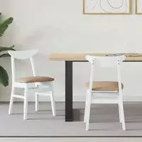 vidaXL Esszimmerst&uuml;hle 2 stk. Massives Gummiholz Wei&szlig;