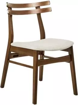 Beliani CYNTHIANA Esszimmerst&uuml;hle 2er-Set, beige Stoffsitz, dunkles Massivholzgestell