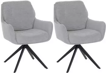 MCW Q37 Esszimmerstuhl 2er-Set, Chenille-Stoff, hellgrau (101874)