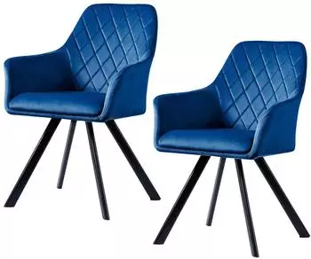 Svita Mason Esszimmerstuhl 2er-Set mit Armlehnen, Samtbezug, blau (91223)