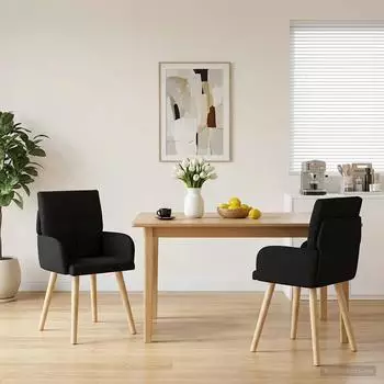 vidaXL Esszimmerst&uuml;hle Stoff schwarz, 2er-Set