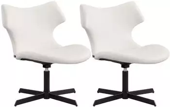CLP Welland Loungesessel 2er-Set, Lederoptik, 360&deg; drehbar, wei&szlig; (328784)