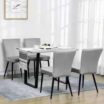 HomCom Esszimmerst&uuml;hle 4er-Set, Samtoptik, grau (835-569GY)