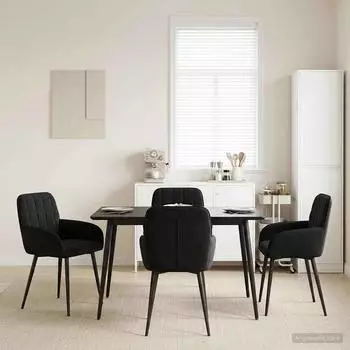 vidaXL Esszimmerst&uuml;hle 4er-Set, Samt, schwarz, 56,5x50x85cm