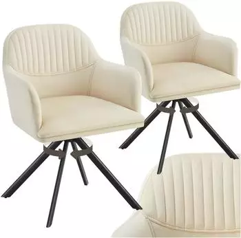 TecTake Lona Drehstuhl mit Armlehnen, Samt, creme/schwarz (405687)