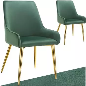 TecTake Avane Polsterstuhl Samtoptik gr&uuml;n, 2er Set (405478)
