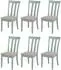 MCW MCW-G46 Esszimmerstuhl 6er-Set, Massivholz, mintfarbenes Gestell, beige (102005)