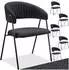 TecTake Bedano Armlehnstuhl gepolstert, Webstoff, schwarz, 6er-Set (150kg)