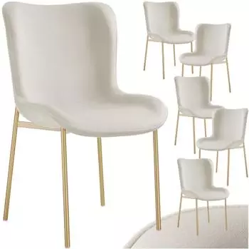 TecTake Tessa Polsterstuhl Samtoptik beige/gold, 6er-Set (54x62x90cm)