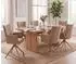 MCW MCW-N11 Esszimmerstuhl 2er-Set Bouclé 350g/m² hellbraun, Beine Holz-Optik (102032)