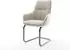 DeLife Zelia-Flex Freischwinger mit Armlehnen, Webstoff Soft Beige, Gestell graphit (45832)