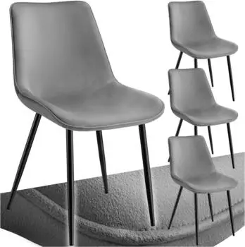 TecTake Gepolsterte Esszimmerst&uuml;hle Samt-Optik grau, 4er-Set (404933)