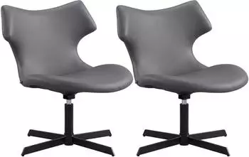 CLP Welland Loungesessel 2er-Set, Lederoptik, 360&deg; drehbar, grau (328780)