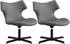 CLP Welland Loungesessel 2er-Set, Lederoptik, 360° drehbar, grau (328780)