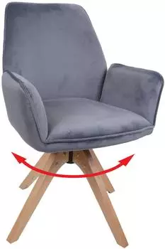 MCW MCW-G67 Esszimmerstuhl mit Armlehne, drehbar, Samt, dunkelgrau (101368)