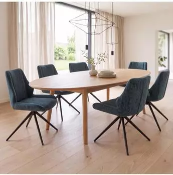 MCW MCW-O48 Esszimmerstuhl 6er-Set, Chenille-Stoff, dunkelgrün (102057)