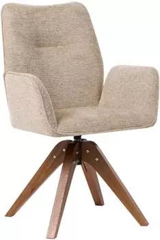 Beliani Mokena Drehbarer Esszimmerstuhl, Leinenoptik, beige