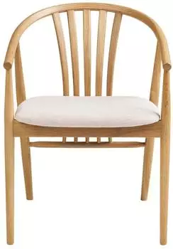 ebuy24 Asti Esszimmerstuhl mit Armlehnen, Eiche natur, sandfarbener Stoff (46-45312)