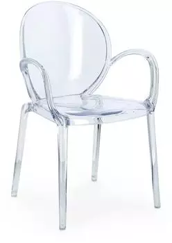 Bizzotto Camilla 4er-Set Stapelstuhl mit Armlehne, Polycarbonat, transparent