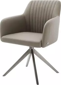 DeLife Greg-Flex Drehstuhl Echt-Leder schlamm, Kreuzgestell graphit (47436)