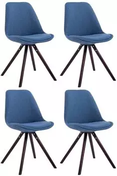 CLP Toulouse 4er-Set Esszimmerst&uuml;hle Stoff, blau/cappuccino