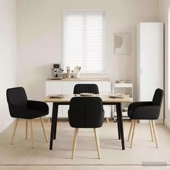 vidaXL Esszimmerst&uuml;hle 4er-Set, Stoff, schwarz